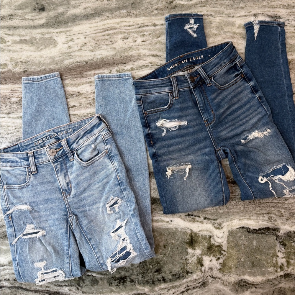 American Eagle High Rise Jegging Skinny Jean Bundle Size 00 Regular